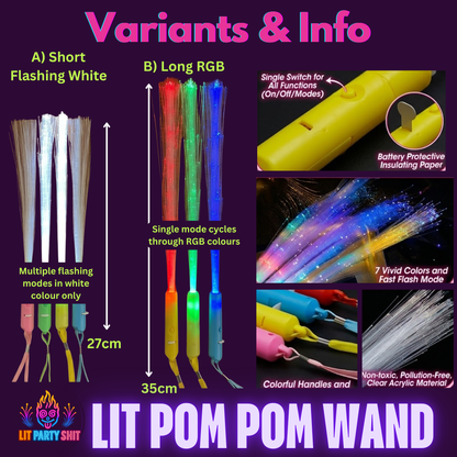 LED Pom Pom Wand - Set of 2