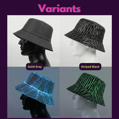 Glowing Fiber Optic LED Bucket Hat for Festivals & Raves