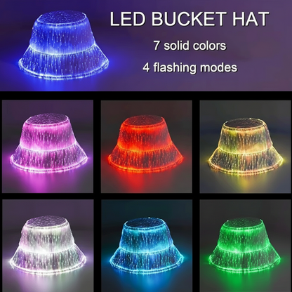 Glowing Fiber Optic LED Bucket Hat for Festivals & Raves