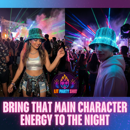 Glowing Fiber Optic LED Bucket Hat for Festivals & Raves