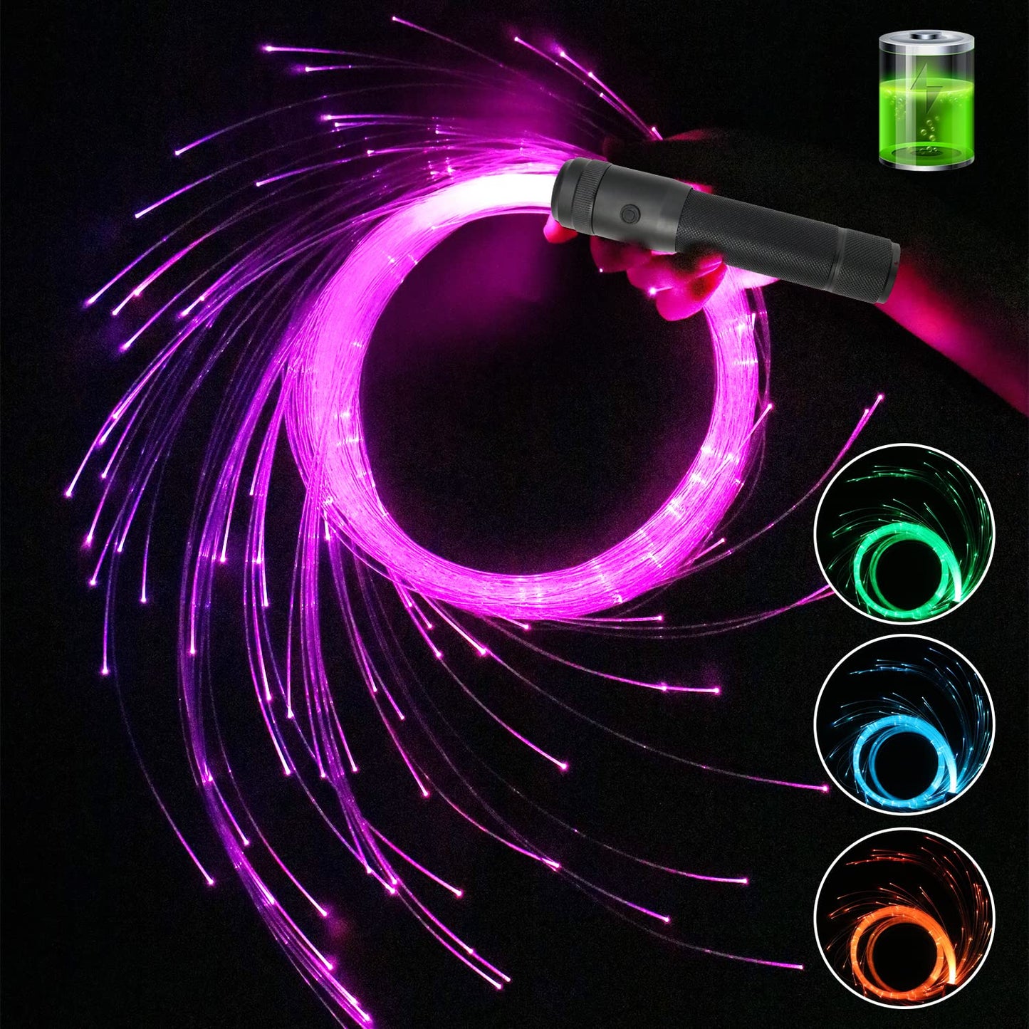 LED Optic Fiber Dance Whip - Flow with Glow