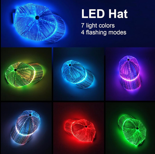 Glowing Fiber Optic LED Bucket Cap for Festivals & Raves