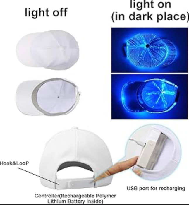 Glowing Fiber Optic LED Bucket Cap for Festivals & Raves