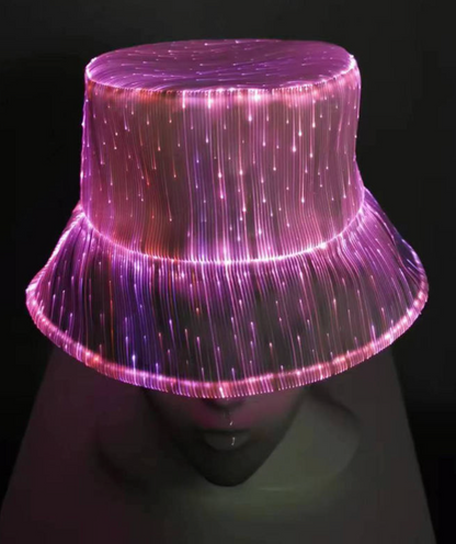 Glowing Fiber Optic LED Bucket Hat for Festivals & Raves