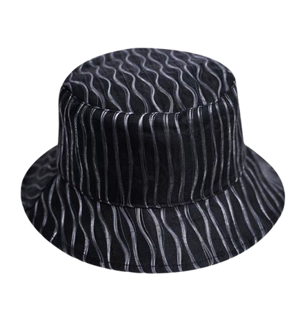 Glowing Fiber Optic LED Bucket Hat - Black Striped
