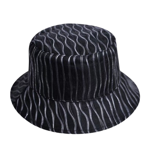 Glowing Fiber Optic LED Bucket Hat - Black Striped