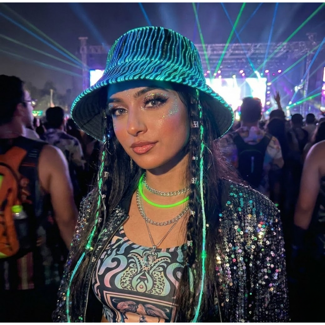 Glowing Fiber Optic LED Bucket Hat for Festivals & Raves
