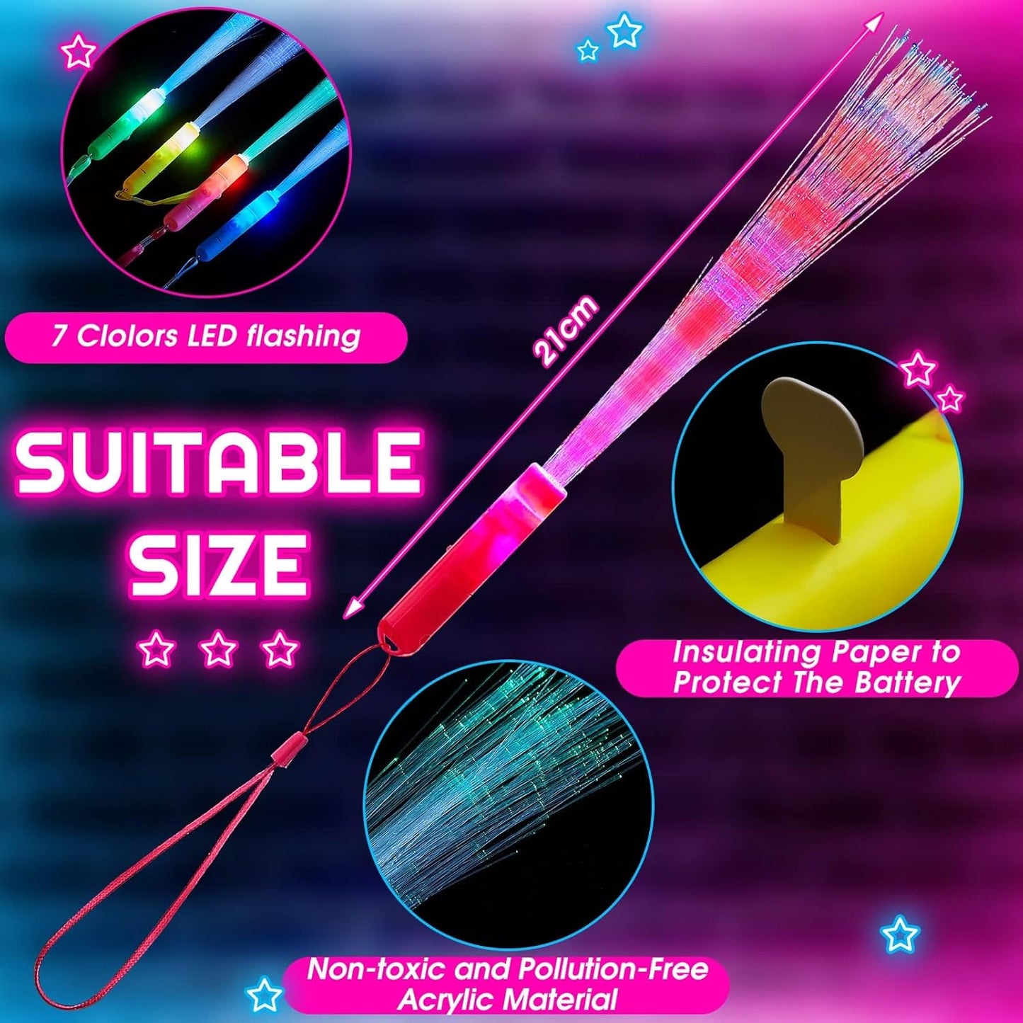 LED Pom Pom Wand - Set of 2